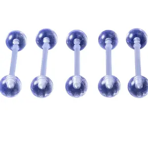 Five Piece Clear Flexible Acrylic Tongue Ring Barbell Set for Male or Female Daily Wear