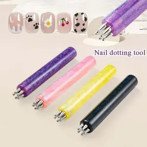 5 Petal Flower Nail Dotting Pen, One Stroke Flower Design Tool, Acrylic Handle Dotting Tool for DIY Nail Art, Easy Nail Painting