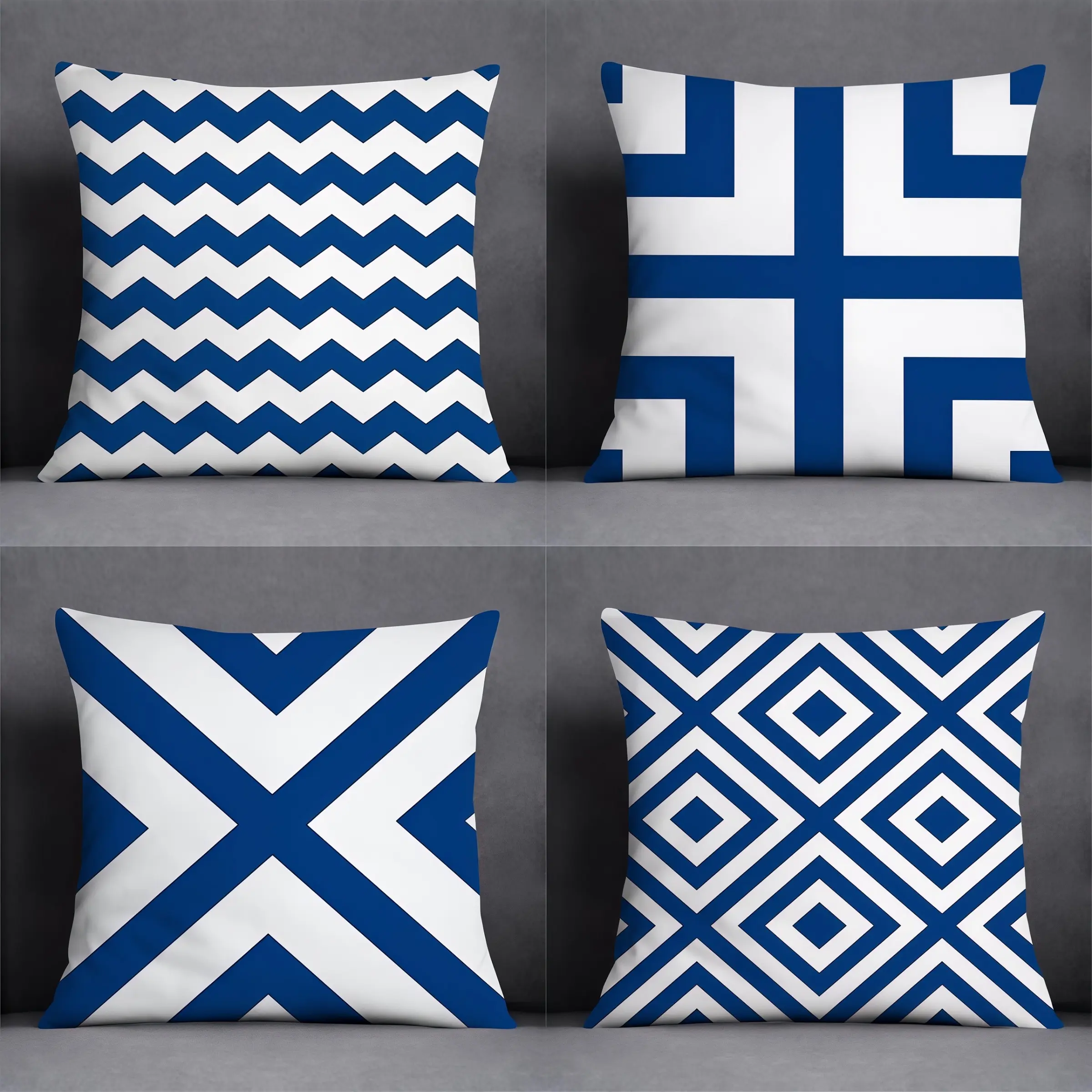4pcs-Abstract Geometric Pattern Themed Throw Pillow Covers, Modern Style, Home Spring Décor Products, Home Textile, Suitable Living Room, Bedroom, Sofa and Bed Decoration, 2D Flat, Single Sided Printing, No Pillow Core