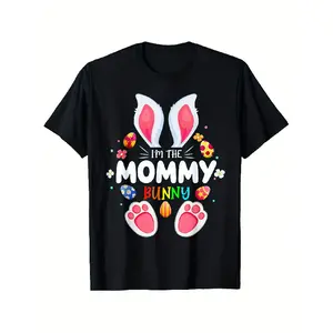 LocalMens Funny "I'm The Mommy Bunny" Matching Family Easter Bunny T-Shirt Suitable for Men & Women, Short Sleeve Round Neck Holiday Party Outfit, Machine Washable Christmas Gift for Boyfriend/Girlfriend, Family Matching Outfits