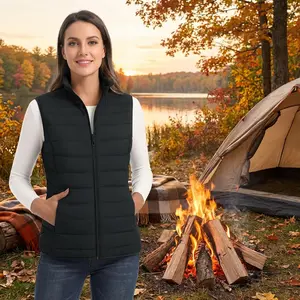 Women's Lightweight Puffer Vest with Stand Collar and Zip Closure - 4 Pockets Sleeveless Quilted Padded Outerwear for Winter Fall Casual Warm Fashion Jacket Style