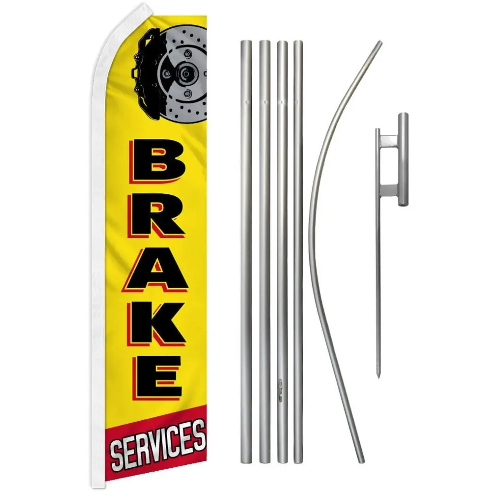 11.5x2.5ft Advertising Banner Super Flag & Pole Kit - Steel-Aluminium Construction, Polyester Fabric, Curved Sleeve, for Home & Festive Party Backdrops