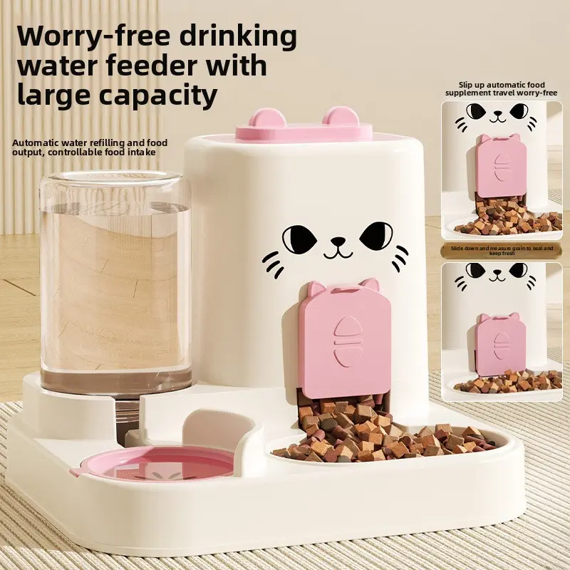 Automatic Pet Feeder and Waterer Combo, Food Feeders, Feeding Dry Wet Food Separated Cat Bowl Dog Bowl, Automatic Pet Drinking Fountain, Easy to Clean
