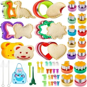 45pcs Sandwich Molds, Bear Heart Cartoon Bread Mold, Fruit Vegetable Press Mold, Baking Mold, DIY Kitchen Tool, Family Activity, Festival Party
