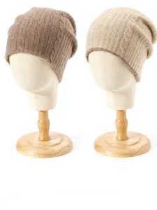 Unisex 100% Cashmere Beanie Hat, Textured Knit Fitted Design, Fall & Winter Warmth, Casual Style, Windproof Ear Protection