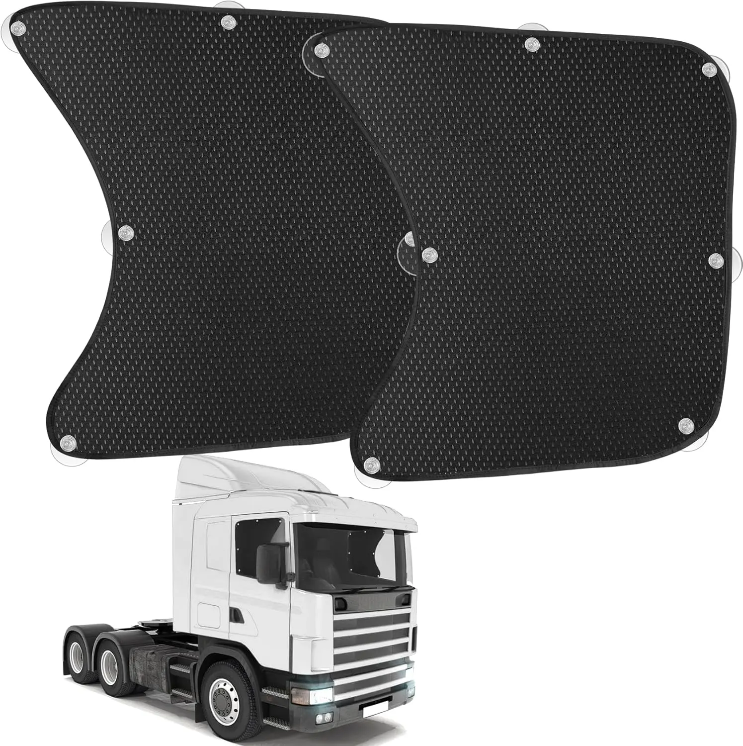 2-Pack Semi-Truck Side Window Sun Shades - Fits Mainstream Models like Freightliner, Volvo VNL & International Trucks; Also Compatible with RVs. Heavy-Duty Interior Accessory Blocks UV Rays & Direct Sunlight to Keep Cabin Cool