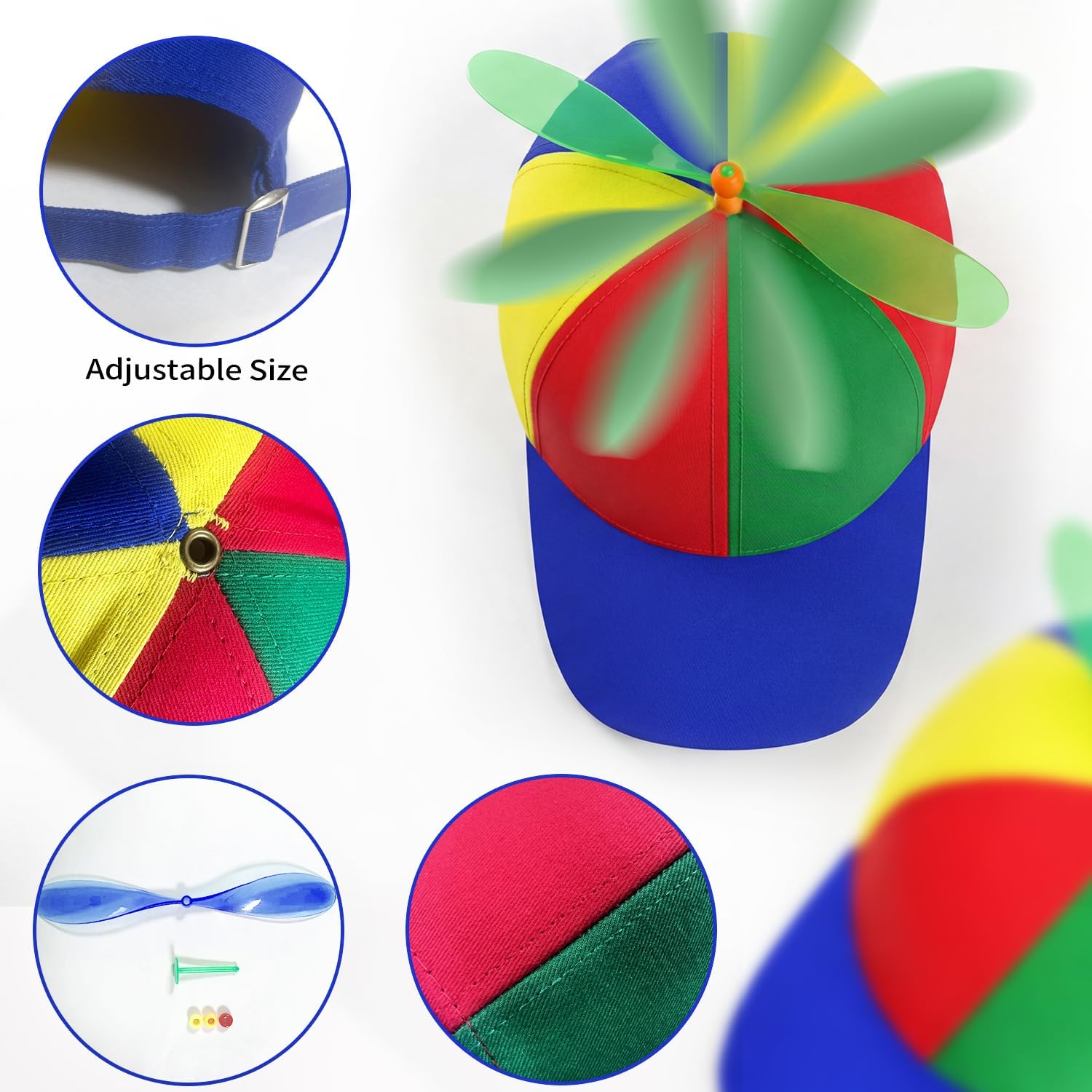 Colorful Propeller Hat Baseball Cap: Funny Adjustable Helicopter Cap Propeller Hat Adult Snapback Baseball Hat
