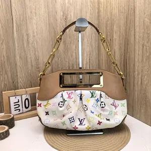 Pre-owned Louis Vuitton × Takashi Murakami White Monogram Multicolore Judy Bag with Cut out Metal Plaque and Chain Strap 866