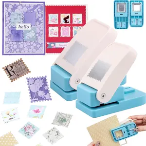 1/ 2Pcs Stamp Puncher  Square Postage Stamps Punches Lever Action Paper Punches for Artistic Projects Crafting Scrapbooking DIY Card Making Arts Crafts Supplies Journaling Card Making Crafting Tools Portable Cutouts