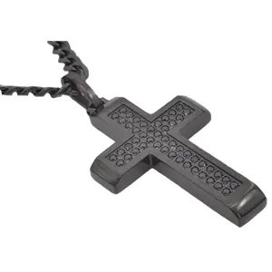 Blackjack Men's Necklace Black SS Cross BJP122B