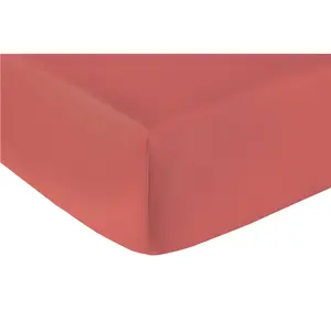 Vexin Terracotta 100% Cotton Percale Fitted Sheet
