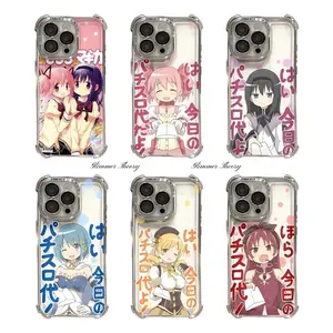 Hot Anime Puella Magi Madoka Magica Cute Phone Cases For iPhone 17 Promax Pro Air 16 Plus 15 14 13 12 11 Dot Design Silver TPU Transparent Shockproof Protective Cover Gift For Birthday Christmas