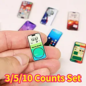 3/5/10 PCS Miniature Phone Models Set,1:12 Scale Model, Ideal Christmas Gift for Miniatures Display Cases & Dollhouses，Acrylic material