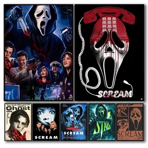 PIKPAKAHorror Movie S-ScreaM Poster Effortless Style Upgrade HD Wall Art | Waterproof Peel & Stick Trendy Decor | Fade-Resistant Durable Style | Chic Home Gift for Any Space