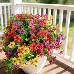 6-Color Artificial Flower Set 12pcs UV Resistant Colorful Fake Flowers for Home Garden Party Wedding Decorative Bouquet