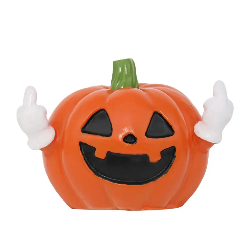 Halloween Pumpkin Decorative Ornament, Green Stem, White Hands for Home Festive & Outdoor Holiday Decorations