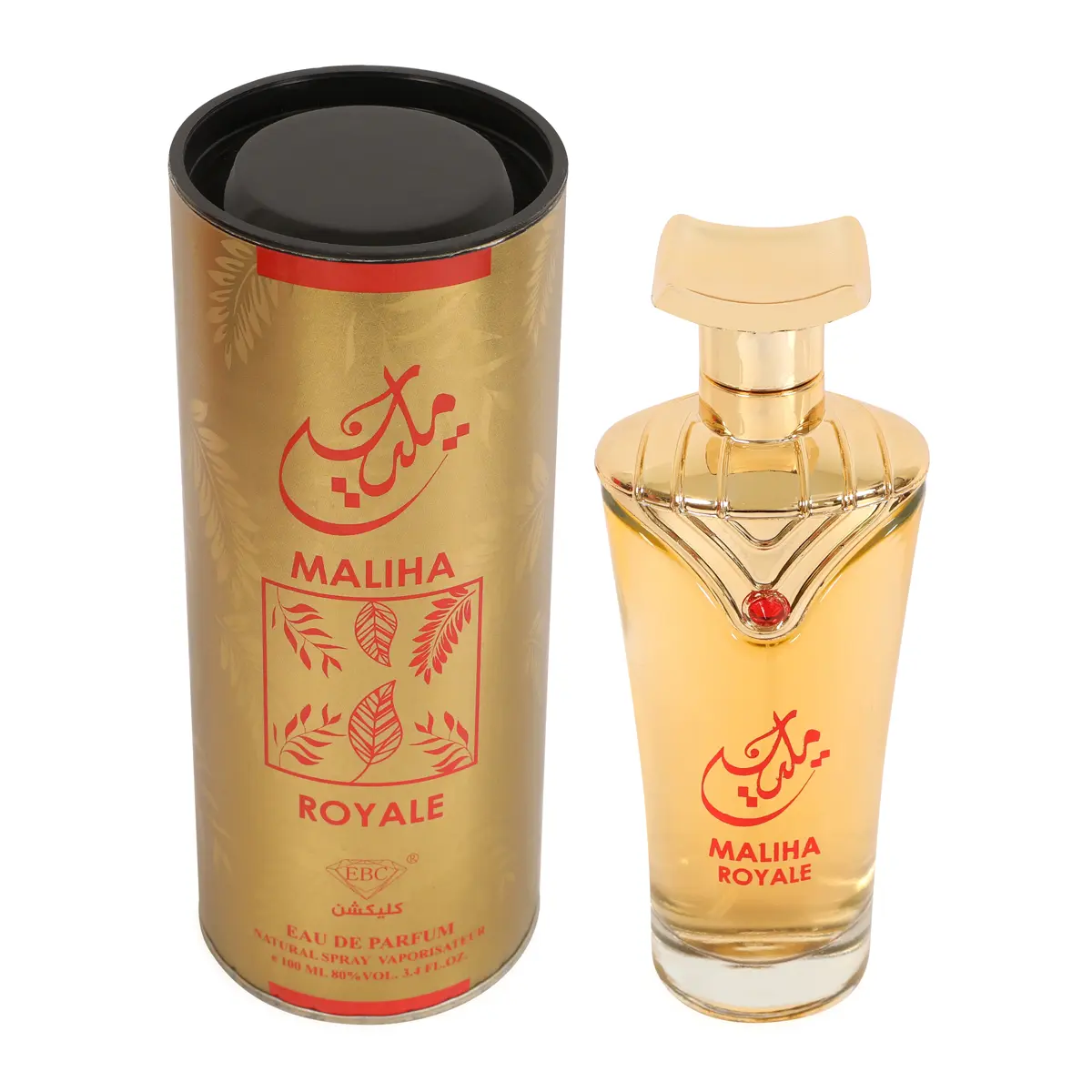 EBC Maliha Royale Eau de Parfum 100ml - Luxurious Fragrance in Elegant Gold Bottle with Leaf Design