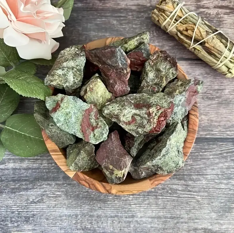 Dragon's Blood Jasper Raw Tumbled Stones, 3-Piece 60g Unisex Set of Ethically Sourced Healing Crystals, 3-5cm Natural Mineral Chunks for Self-Assertion