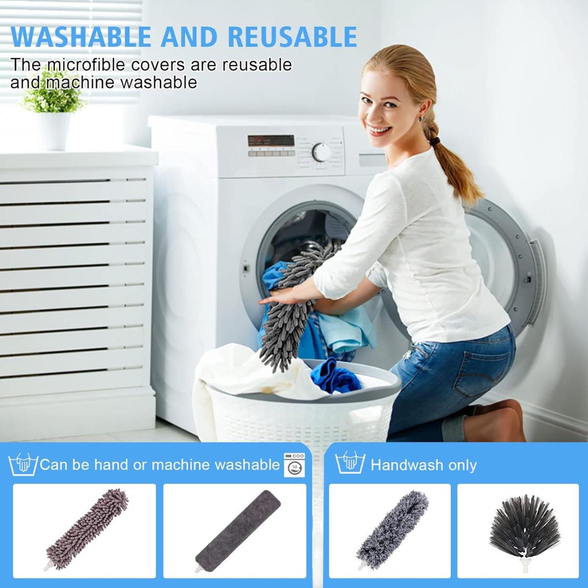 5 in 1 Microfiber Duster Kit with Extension Pole 100 Inch, Cobweb Cleaner for High Ceilings Fans Set Cleaning Extendable 5 in 1 Microfiber Duster Kit with Extension Pole 100 Inch, Cobweb Cleaner for High Ceilings Fans Set Cleaning Extendable