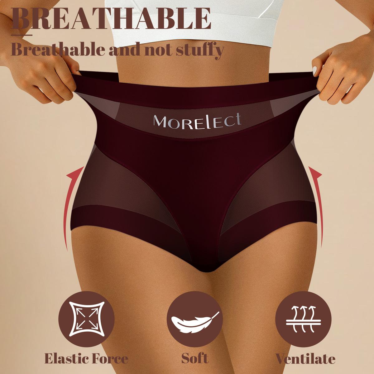 Morelect Logo 5/7/10 Pcs High Waist Panties for Women, Lightweight Mesh Cheeky Briefs, Breathable No Show Underwear, Comfy Everyday Logo Undies SpringStatements