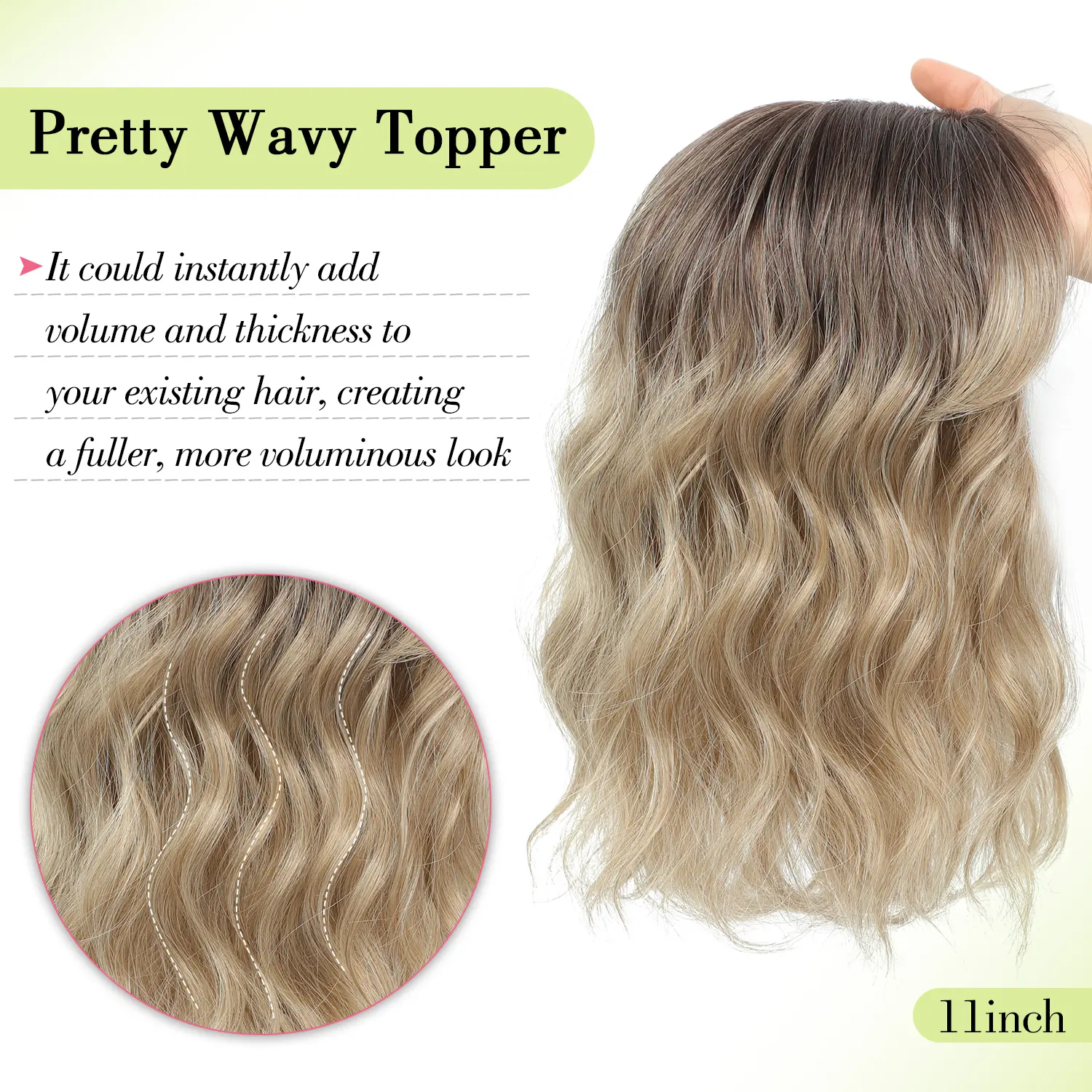 Ms Taj 11 Inch Short Wavy Hair Topper for Women with  display picture 1