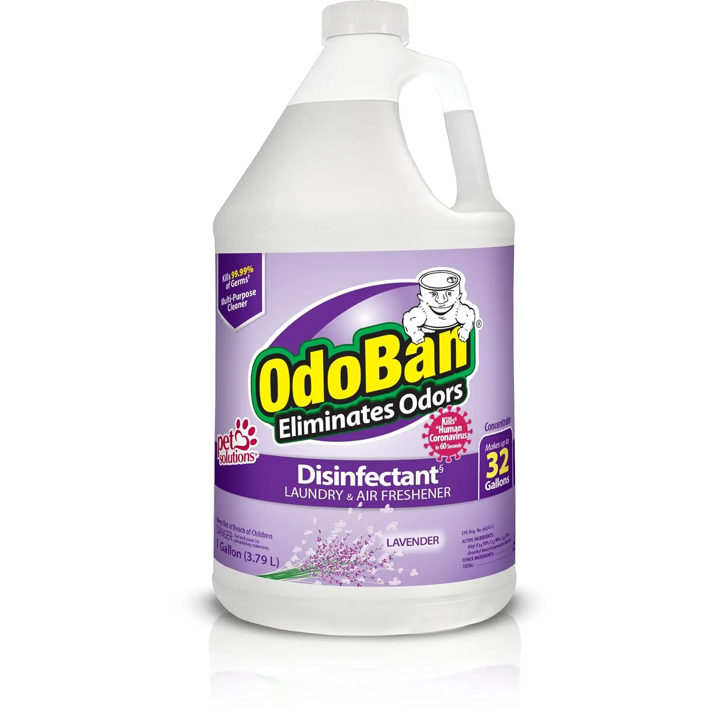 OdoBan Disinfectant Concentrate and Odor Eliminator, Made in the USA, Lavender Scent, 1 Gallon