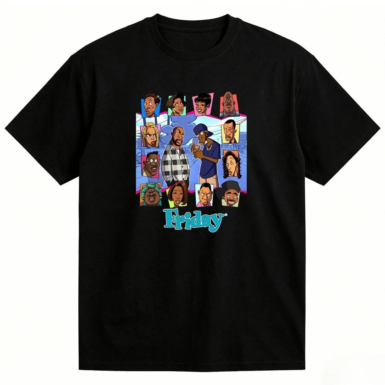 Women's Friday Movie Animation Graphic T-Shirt - Short-Sleeve Round Neck Relaxed Fit Soft Stretch Top, Perfect for Pairing with Jeans
