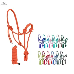 Nylon Adjustable Rope Halter 9Ft Lead - Durable Lightweight Tool for Equine Handling, Includes 9-Foot Lead for Convenient Control