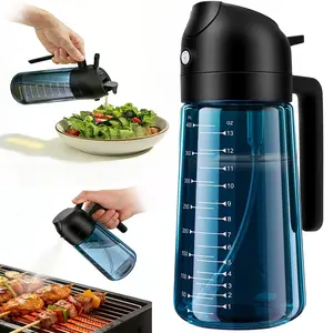16oz Glass Olive Oil Sprayer – 2-in-1 Cooking & Air Fryer Dispenser Bottle for Salad, BBQ, Kitchen – Blue Black, 1-Pack