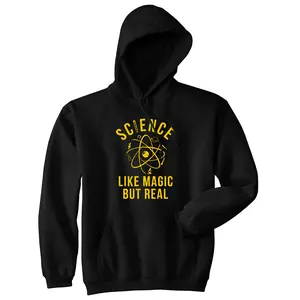 Science Like Magic But Real Hoodie Funny Nerdy Graphic Novelty Sweatshirt Unisex Vintage Fashion Hoodies Funny Science Pullover Novelty Sweatshirt Black