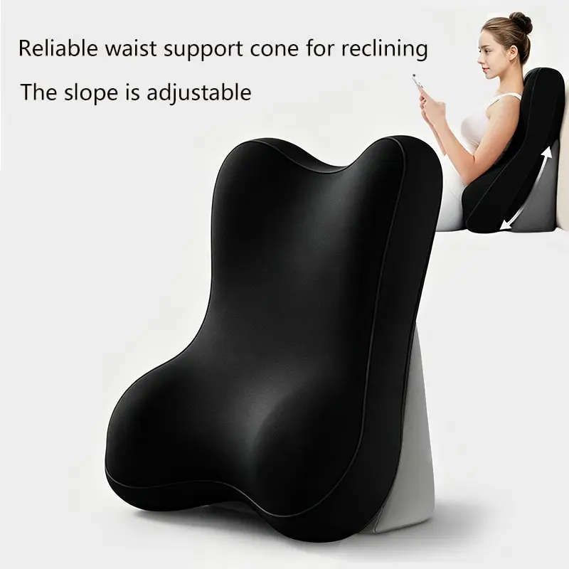 Multifunctional Bed Head Reading Pillow, Neck and Waist Support Adjustable Backrest Pad, Curved Supportive Backrest, Padded Backrest, Bedroom Sofa Office Phone Holder, Memory Foam Cushion, Bed Back Rests For Sitting Up In Bed, Memory Foam Cushioning