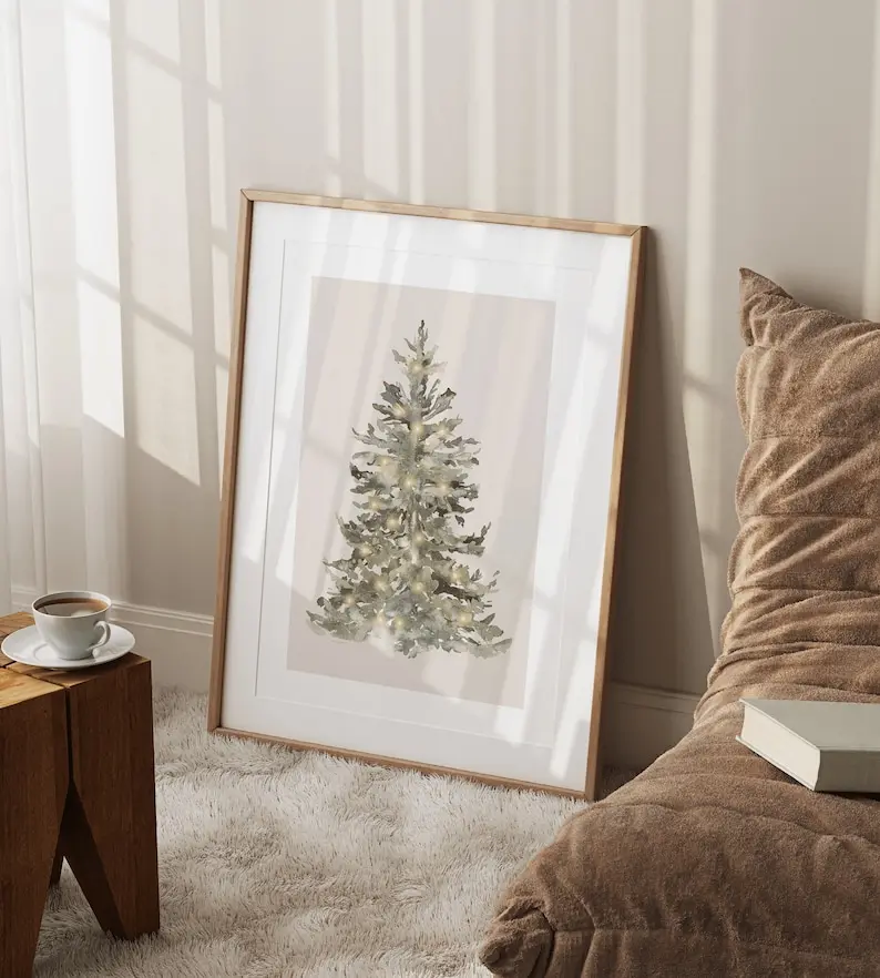 Neutral Christmas Print Beige Christmas Wall Art Christmas Decoration Xmas Poster