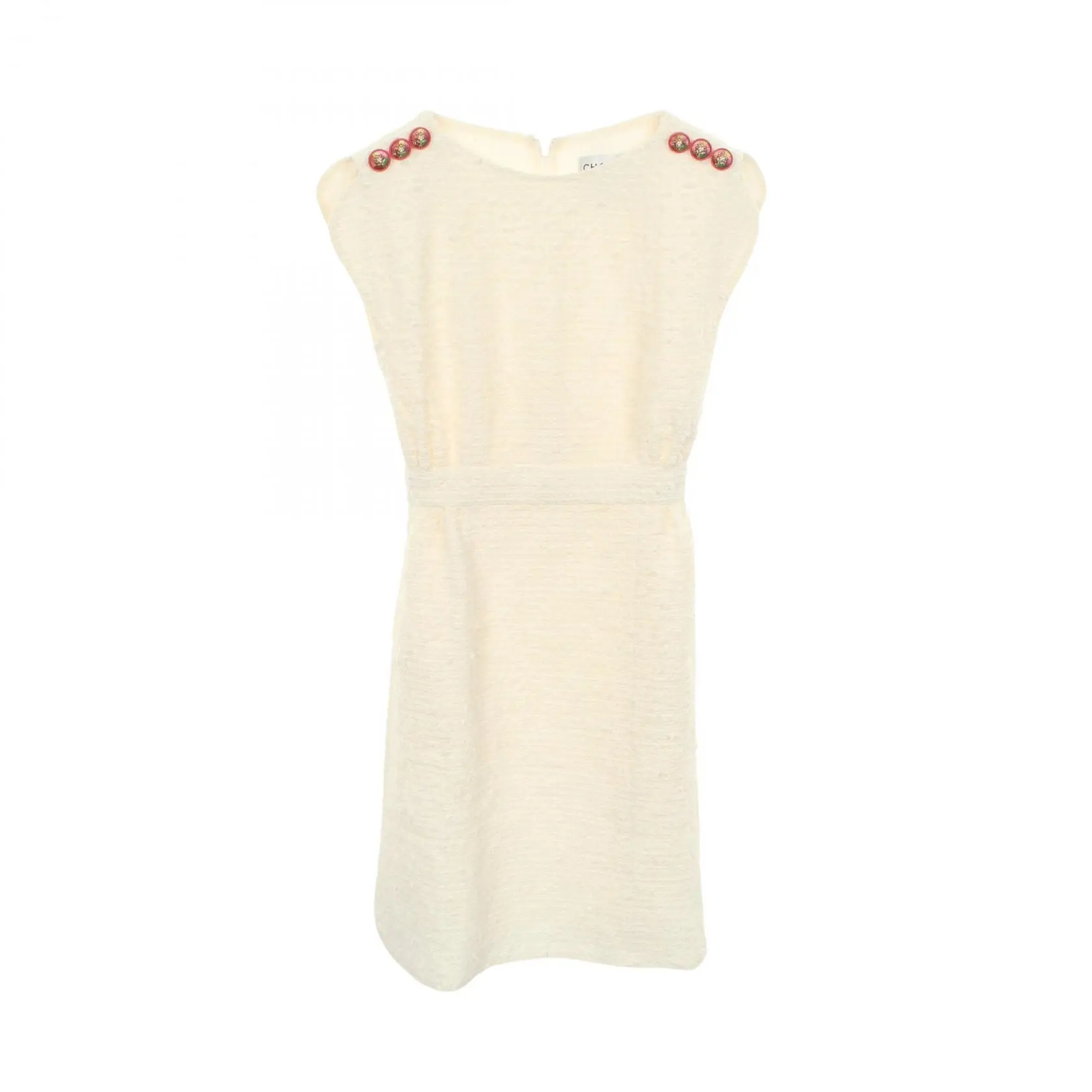 Pre-owned CHANEL Wool Small Leather Goods Tweed Dress 2408262121400016304