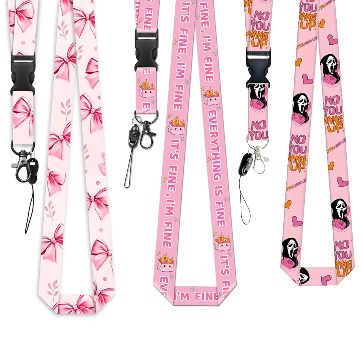 Sweet Bow Lanyard for Office ID Cards, Detachable Floral Pattern Card Holder, Nurse Teacher Medical Worker Keychain Gift, ID Badge Holder, Name Tag Lanyards, Personalized Lanyard