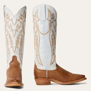 Women's Stetson Toni Teju Lizard Boots Handcrafted Tan