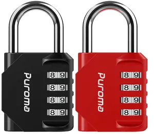 Puroma 2 Pack Combination Lock for Locker 4 Digit Outdoor Waterproof Padlock for School, Gym, Sports, Fence, Toolbox, Gate, Case, Outdoor, Hasp Storage, Cabinets (Red & Black)