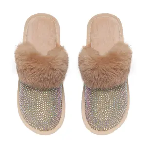 Lora Destiny Slippers in Nude with AB Crystals