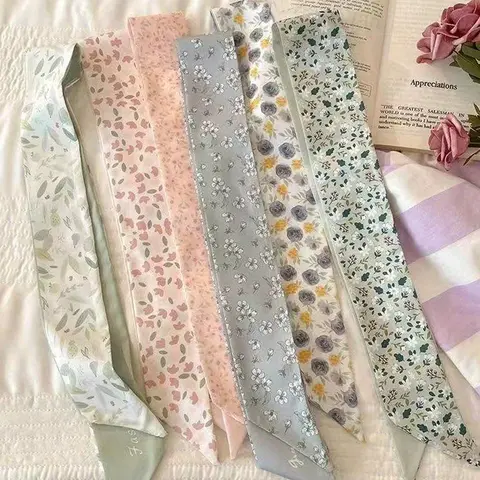 6 Pcs / 1 Set Elegant Floral Polyester Scarf Set for Women & Girls, Vintage Hairband, Woven Ribbon Belt, Multi-Functional Accessory, Floral Hair Accessories, All Seasons Wear