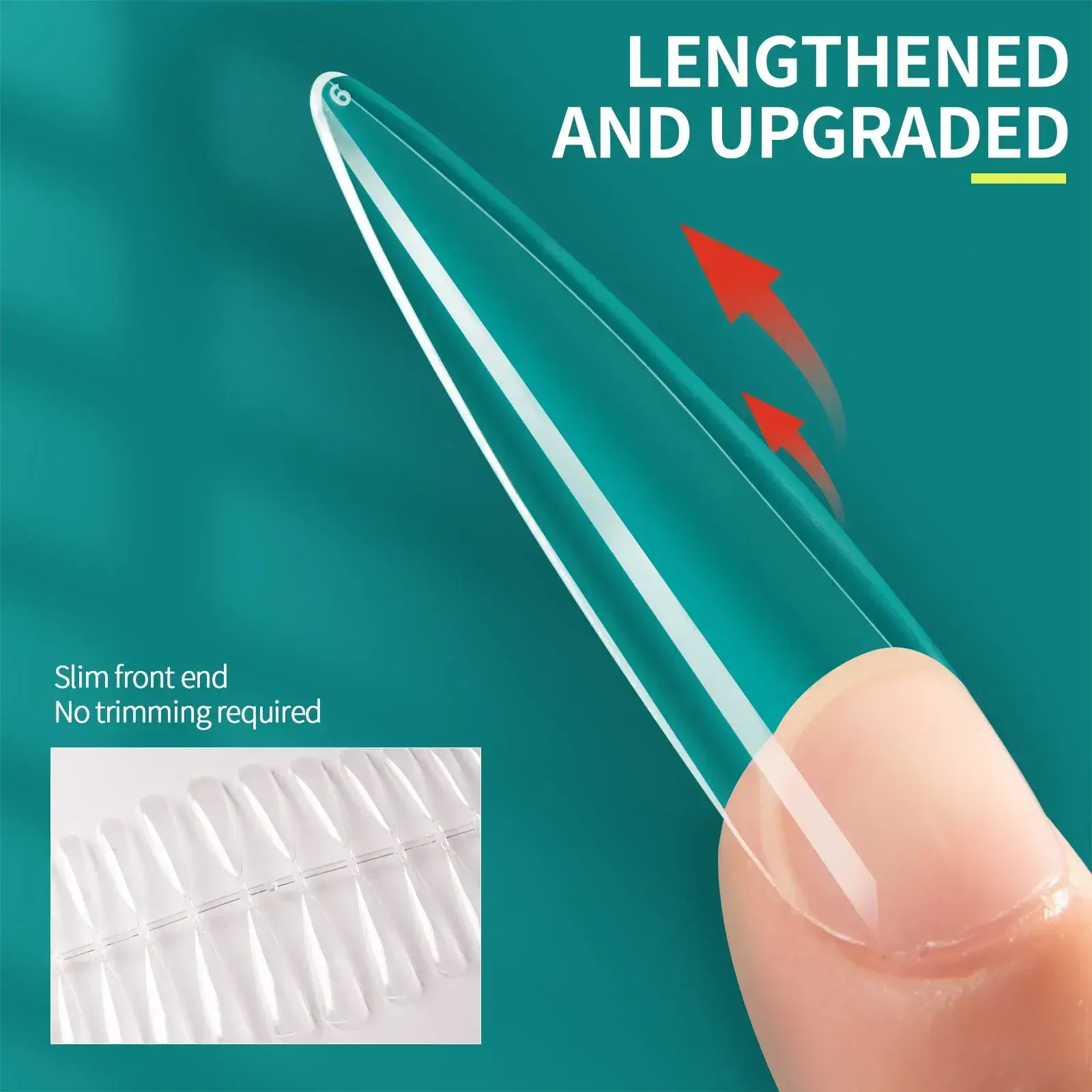 XXL Coffin Nail Tips Full Cover Extra Long Acrylic Extension System Clear Artificial False Nails Manicure Salon Supply