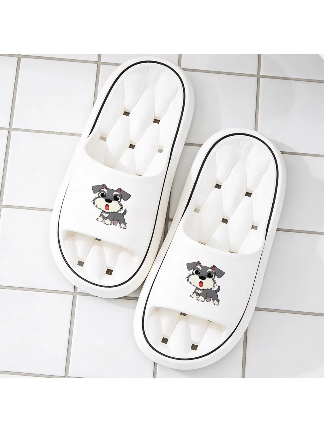 Cute Schnauzer Dog Print Slippers Soft Sole Silent Slippers For Indoor Home Wear Non Slip And Wear Resistant Slippers For Outdoor Unisex Casual Slippers Suitable For All Seasons Comfortable And Breath