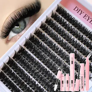 Hybrid personal makeup false eyelash clusters, fluffy, curled, and densely packed false eyelashes, lightweight makeup enhancement eyelash cluster set, makeup gift, eyelash strips and false eyelash clusters, eyelash clusters, DIY Lash Kit