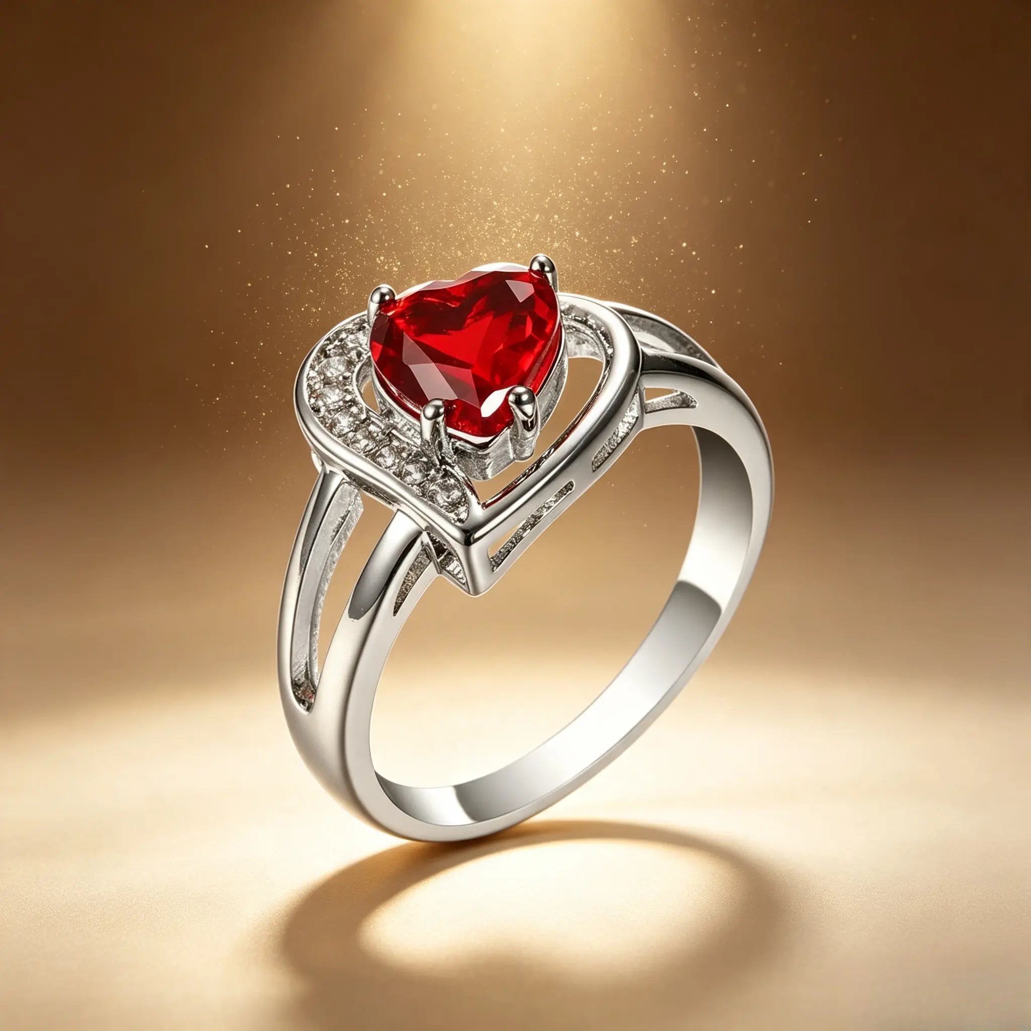 Women's 925 Sterling Silver Adjustable Red Heart Zircon Ring - Romantic Promise Fine Jewelry, Minimalist Statement Design, Wedding Engagement-Inspired Gift for Daily Wear, Special Occasion, Bridal Statement Ring, Elegant Ring