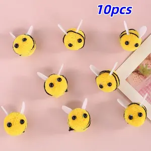 10 Mini Felt Bees, Bright & Polyester Balls with Cute Face Details, Perfect for DIY Crafts, Clothing, Hats, Scrapbooking, Jewelry, Party Decorations