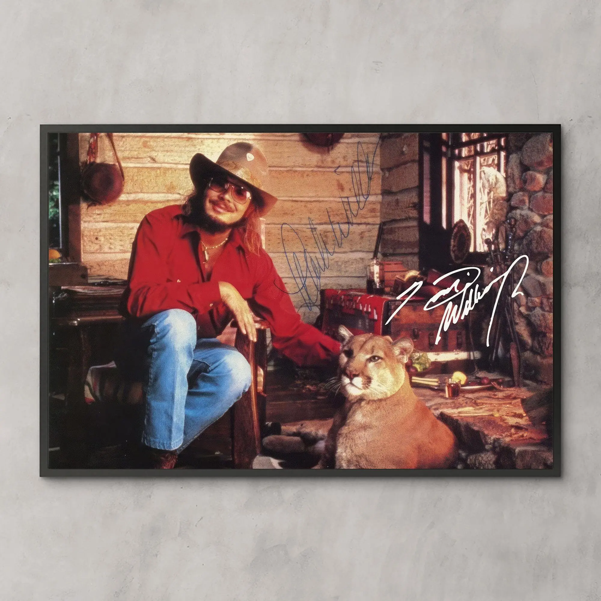 Sale off up to 50%] [No frame, Free Ship] Hank William Jr. With Cougars Wall Art, Hank Autograph Poster, Gift for Fans, Retro Music Poster