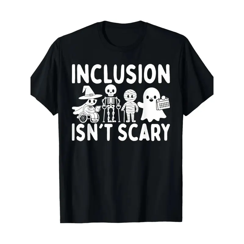 Inclusion Isn't Scary Slp Halloween Sped Teacher Ghost Mummy T-Shirt-  220g