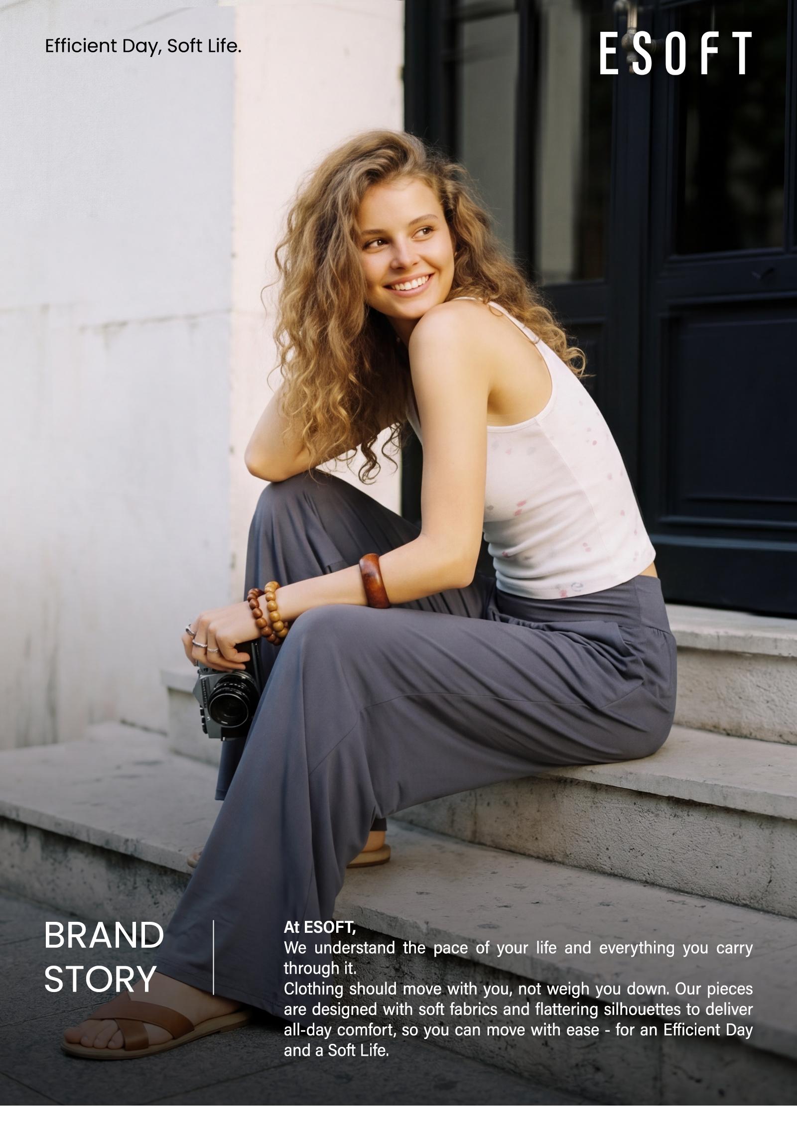 ESOFT Wide Leg Lounge After-Work Pants, Women High-Waisted Casual Yoga Pants with Pockets
