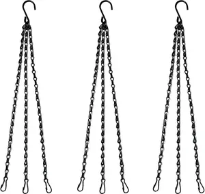 Benvo Hanging Plant Chains Flower Pot Hangers with Clips and Hooks 3 Point Replacement Chain Holders for Baskets Bird Feeders Planters and Other Ornaments (24.8 inch Long)