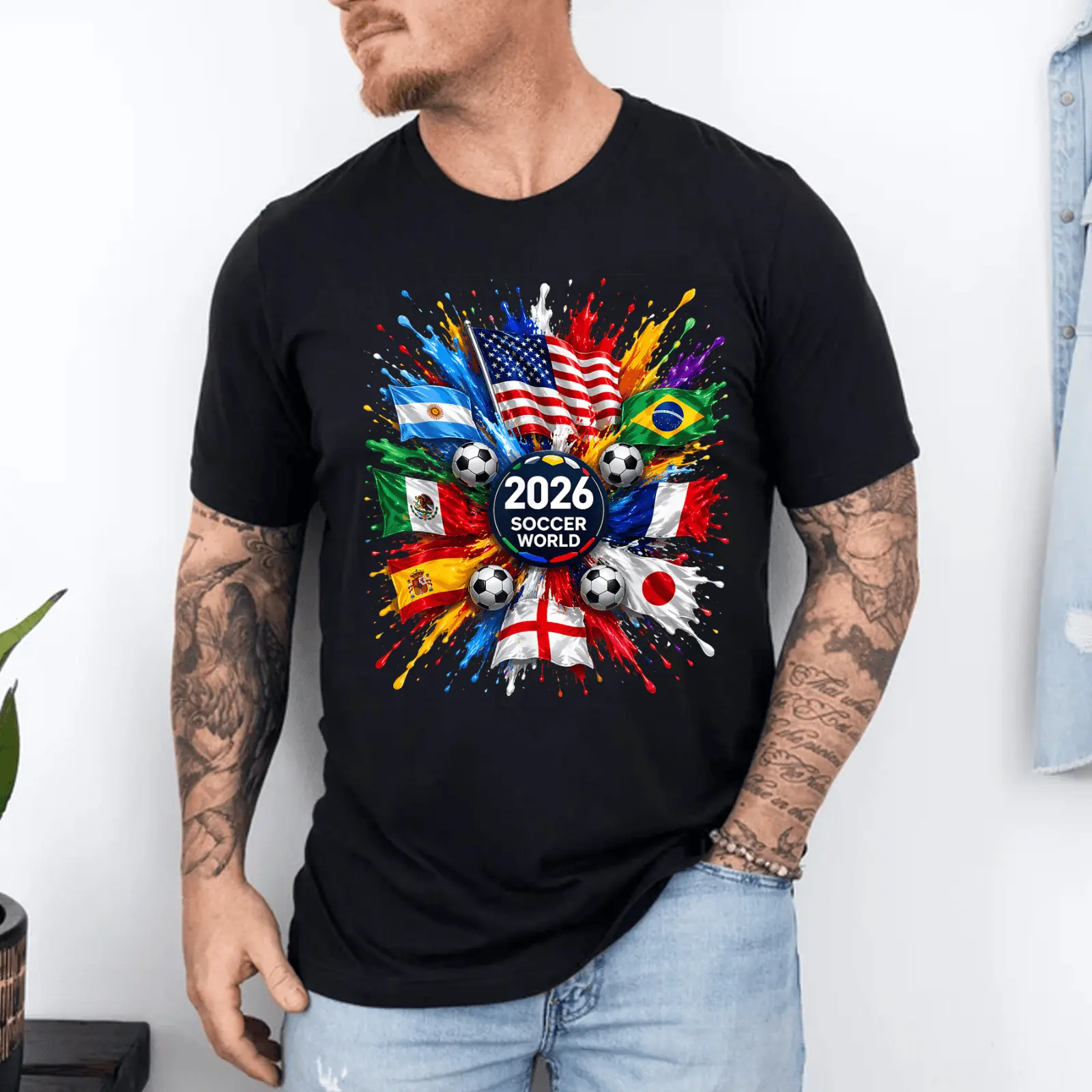 2026 Soccer World USA Flag Burst Fan Tee T-Shirt