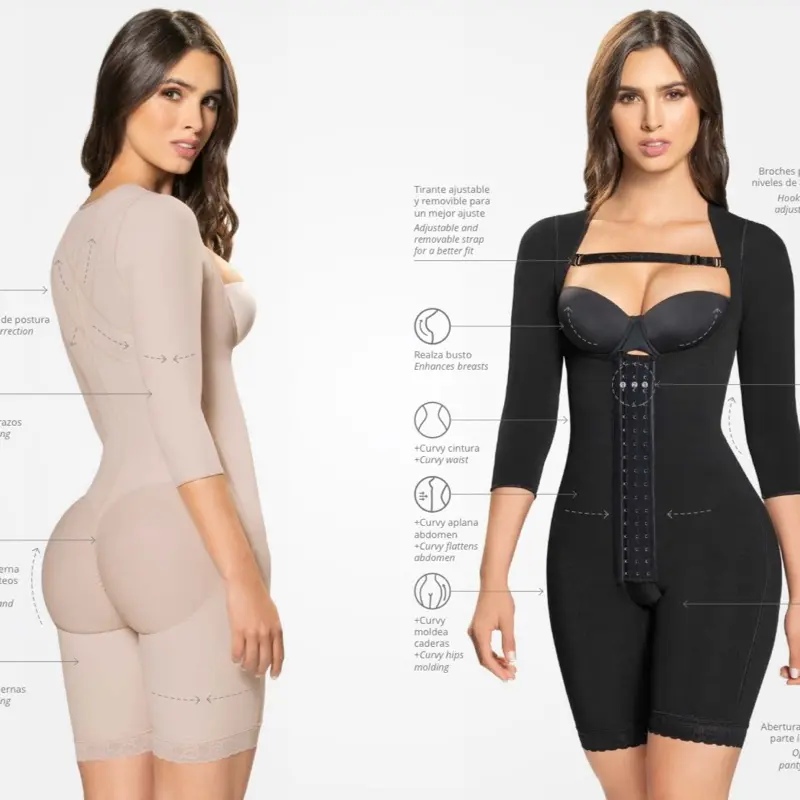 Faja media pierna  con mangas powernet Shapewear