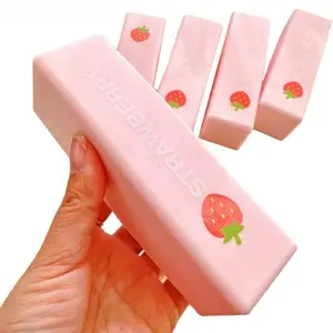 1/2 PCS  Strawberry Butter Squishies, Stress-Relief Squeezies, Anti-Stress Cube Toys, Realistic Soft Butter Stick Squeeze Balls, Pink Soft Stress-Relief Toys, Sensory Squishies—Ideal for Adults, Office, and Study Use.